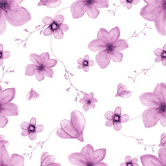 Fototapeta premium Wzór akwarela fioletowe kwiaty