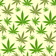 Green marijuana background vector illustration seamless pattern marihuana leaf herb narcotic textile