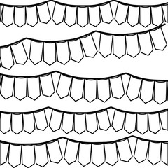 monochrome silhouette with set of festoons in shape of rectangles vector illustration