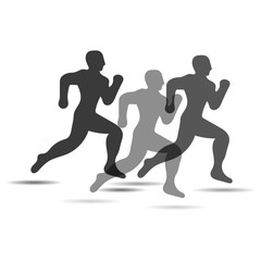 Fototapeta na wymiar Running marathon, people run, black and white poster
