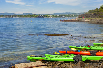 kayak on the coast in the island of hovedoya