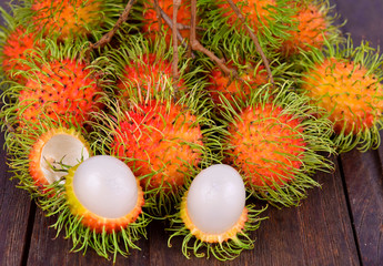 Rambutan on wood