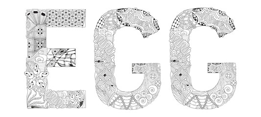 Word EGG for coloring. Vector decorative zentangle object