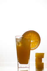 Orange juice and slices of orange fruit
