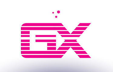 gx g x pink purple line stripe alphabet letter logo vector template