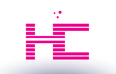 hc h c pink purple line stripe alphabet letter logo vector template