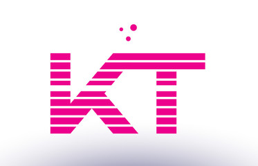 kt k t pink purple line stripe alphabet letter logo vector template