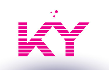 ky k y pink purple line stripe alphabet letter logo vector template