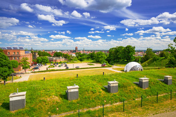 Idyllic meadow in city centre of Gdansk, Poland