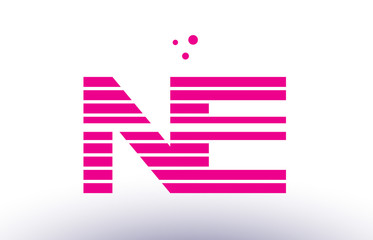 ne n e pink purple line stripe alphabet letter logo vector template