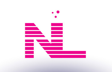 nl n l pink purple line stripe alphabet letter logo vector template
