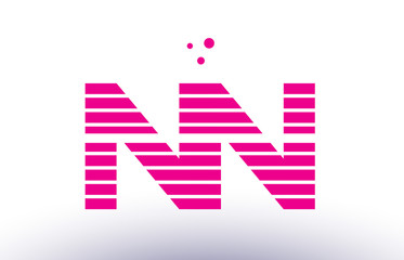 nn n pink purple line stripe alphabet letter logo vector template