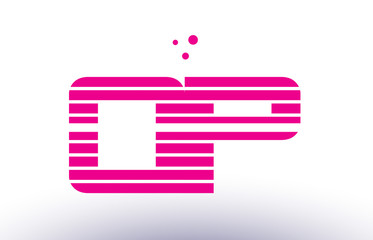 qp q p pink purple line stripe alphabet letter logo vector template