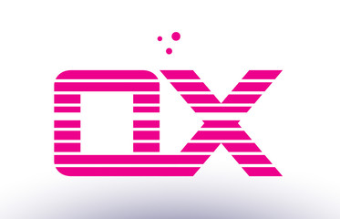 qx q x pink purple line stripe alphabet letter logo vector template