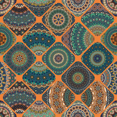 Seamless pattern. Vintage decorative elements. Hand drawn background. Islam, Arabic, Indian, ottoman motifs. Perfect for printing on fabric or paper.