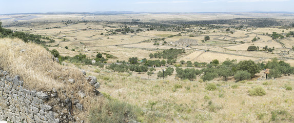 Panoramic view from Castle to the outskirts arround Trujillo town