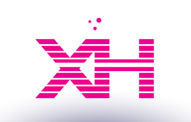 xh x h pink purple line stripe alphabet letter logo vector template