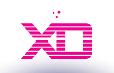 xo x o pink purple line stripe alphabet letter logo vector template