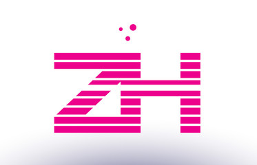 zh z h pink purple line stripe alphabet letter logo vector template