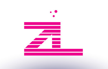 zl z l pink purple line stripe alphabet letter logo vector template