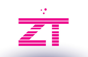 zt z t pink purple line stripe alphabet letter logo vector template
