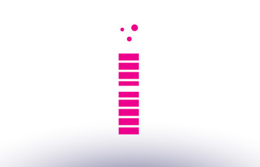 i pink purple line stripe alphabet letter logo vector template