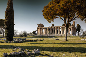 Paestum, Tempio di Atena o di Cerere al tramonto