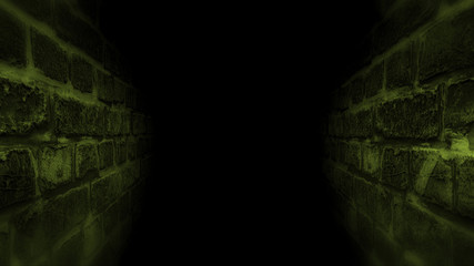 Black scary corridor. Running in the dark corridor.