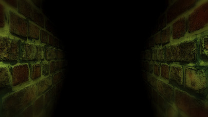 Black scary corridor. Running in the dark corridor.