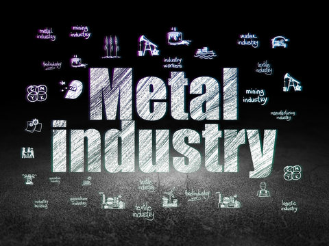 Manufacuring concept: Metal Industry in grunge dark room