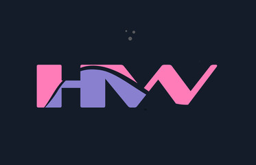 hw h w pink blue alphabet letter logo dots icon template vector