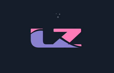 lz l z pink blue alphabet letter logo dots icon template vector