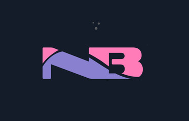 nb n b pink blue alphabet letter logo dots icon template vector