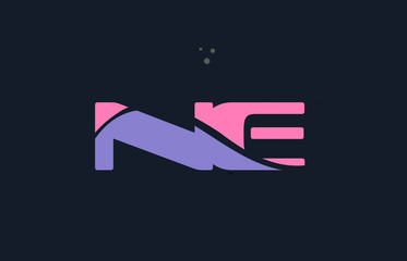ne n e pink blue alphabet letter logo dots icon template vector