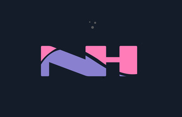 nh n h pink blue alphabet letter logo dots icon template vector