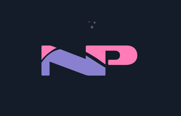 np n p pink blue alphabet letter logo dots icon template vector
