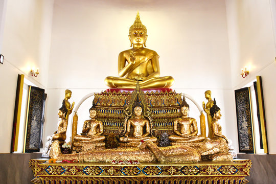 Buddha statue beautiful in the church of Wat Pranon Temple at Suphanburi, Thailand.