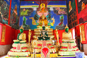 Buddha statue beautiful in the church of Wat Chee Sukkhasem Temple at Suphanburi, Thailand.