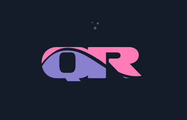 qr q r pink blue alphabet letter logo dots icon template vector
