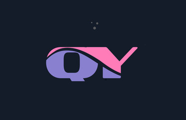 qy q y pink blue alphabet letter logo dots icon template vector