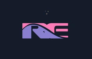 re r e pink blue alphabet letter logo dots icon template vector