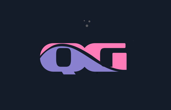 qg q g pink blue alphabet letter logo dots icon template vector
