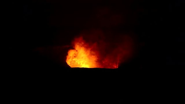 Active Kilauea volcano on Hawaii Big Island at night.
