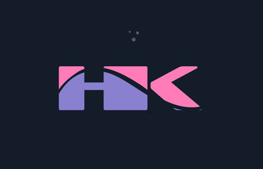 hk h k pink blue alphabet letter logo dots icon template vector