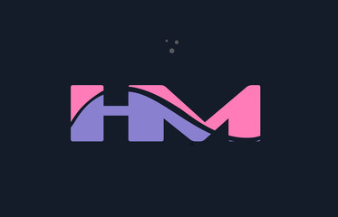 hm h m pink blue alphabet letter logo dots icon template vector