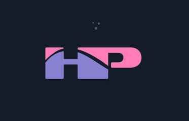 hp h p pink blue alphabet letter logo dots icon template vector