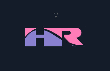 hr h r pink blue alphabet letter logo dots icon template vector