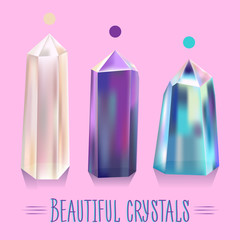 Beautiful vector illustration. Bright, beautiful, shiny crystals