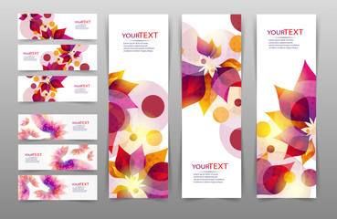 Collection of abstract vector eps10 headers and banners with with floral elements and place for your text