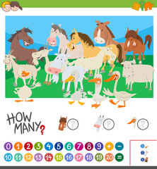 Obraz na płótnie Canvas counting farm animals activity